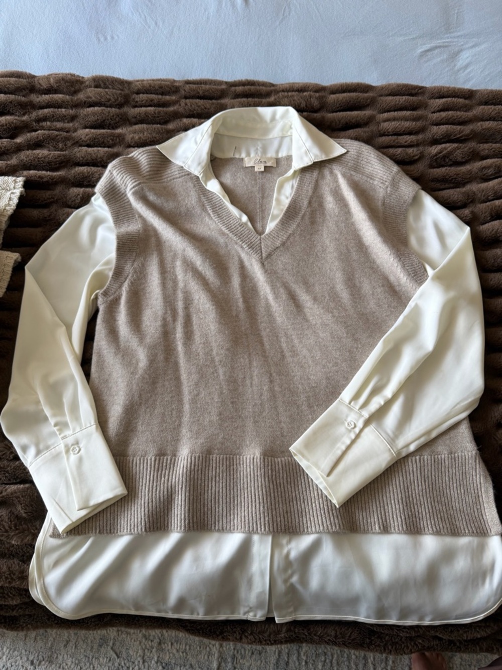Elan Vest with Ivory Shirt Layer attached